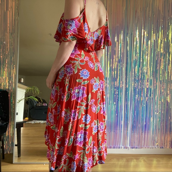 F21 • Floral Open Shoulder Wrap Dress - Picture 13 of 14